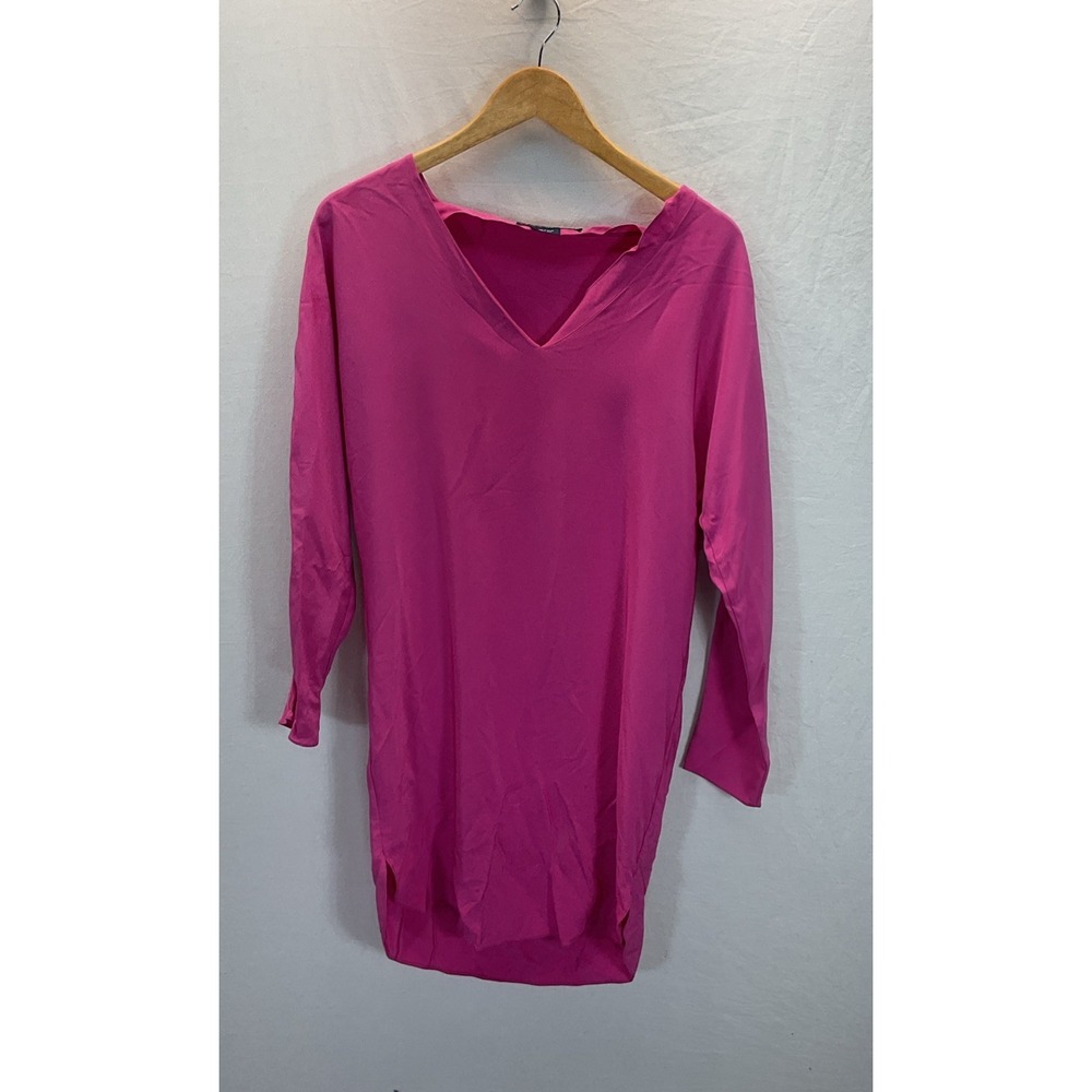 VTG Ralph Lauren Hot Pink Fushia Silkβ Tunic Shirt Dress Size S Travel Casual